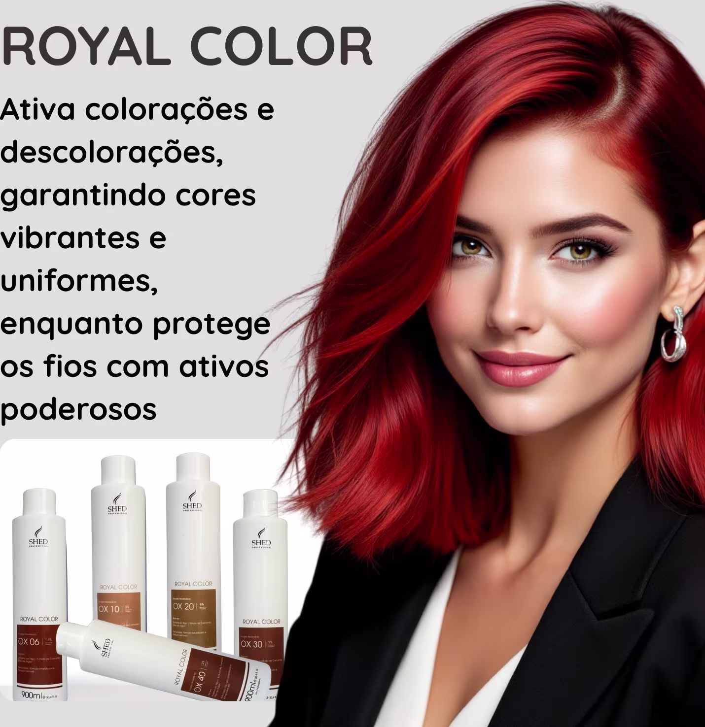 Emulsão Reveladora SHED Professional Royal Color OX 30 Volumes, 900ml.