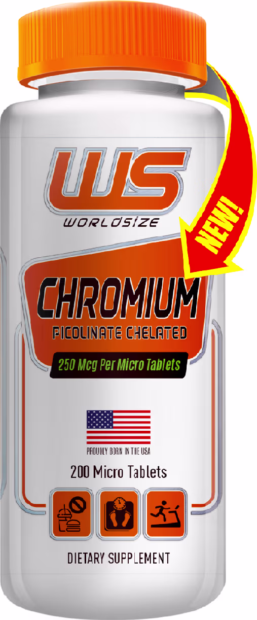 Suplemento Alimentar Worldsize Chromium Picolinate Chelated, 200 Comprimidos.