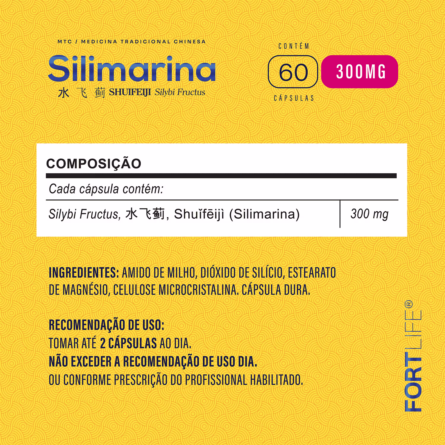 Suplemento Alimentar FortLife Pharma Silimarina 300mg, 60 cápsulas.