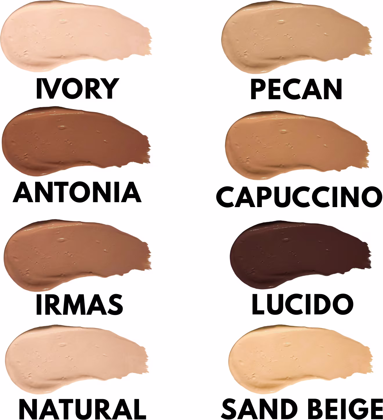 A paleta de cores de tons de pele da marca Bitarra Beauty, apresentando diferentes opções de tonalidades para maquiagem e cuidados com a pele.