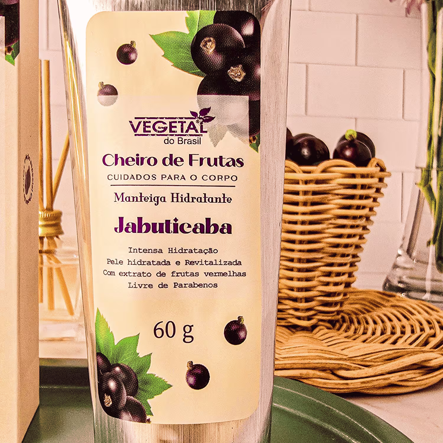 Manteiga Hidratante para Mãos Vegetal do Brasil Cheiro de Frutas Jabuticaba, 60g.