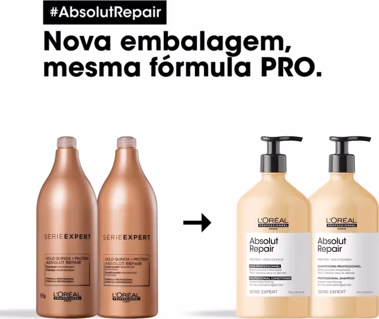 Kit L'Oréal Professionnel Absolut Repair Gold Quinoa + Protein Profissional Duo Essential, 2 produtos.