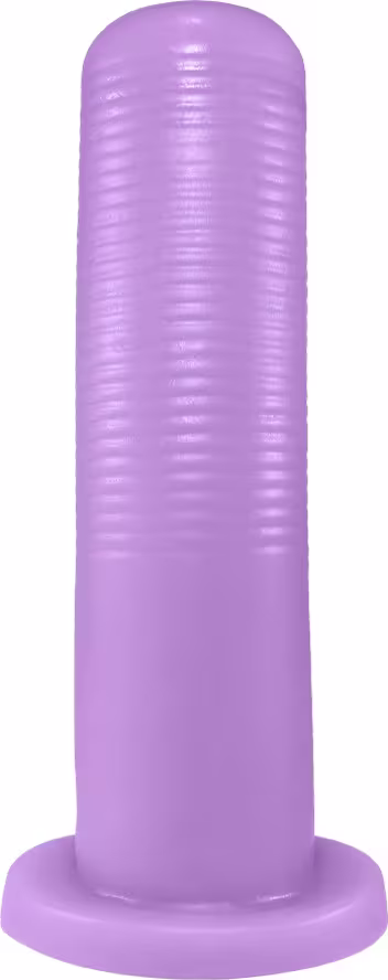 Sex toy. Plug anal em formato cônico, lembrando um parafuso, na cor roxa. Tem as dimensões 17 x 4,3cm