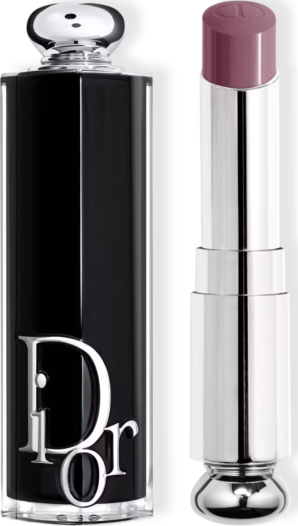 Batom bala, embalagem cilíndrica com as cores preta e prata.