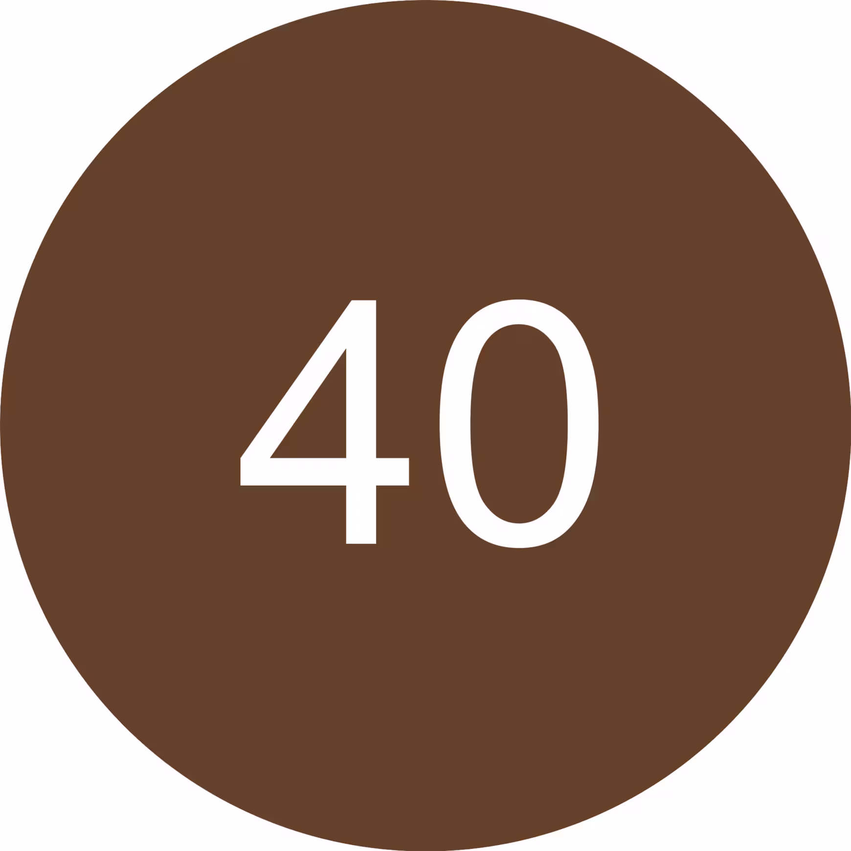 Número 40 no centro de um círculo marrom.