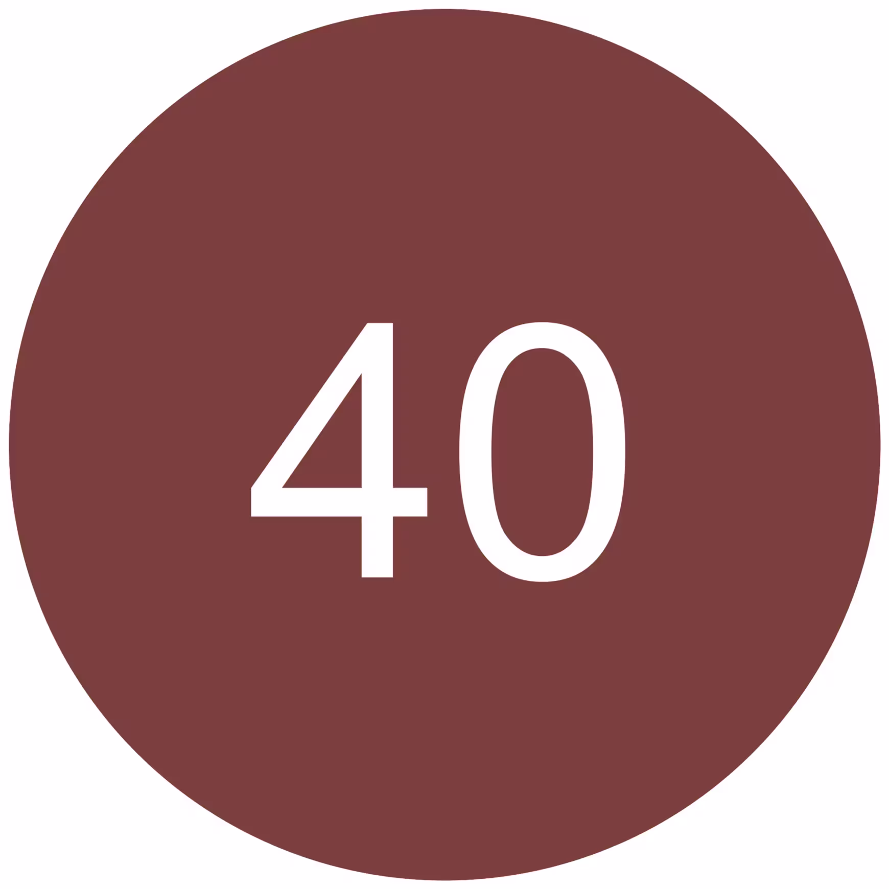 Número 40 em um círculo marrom.