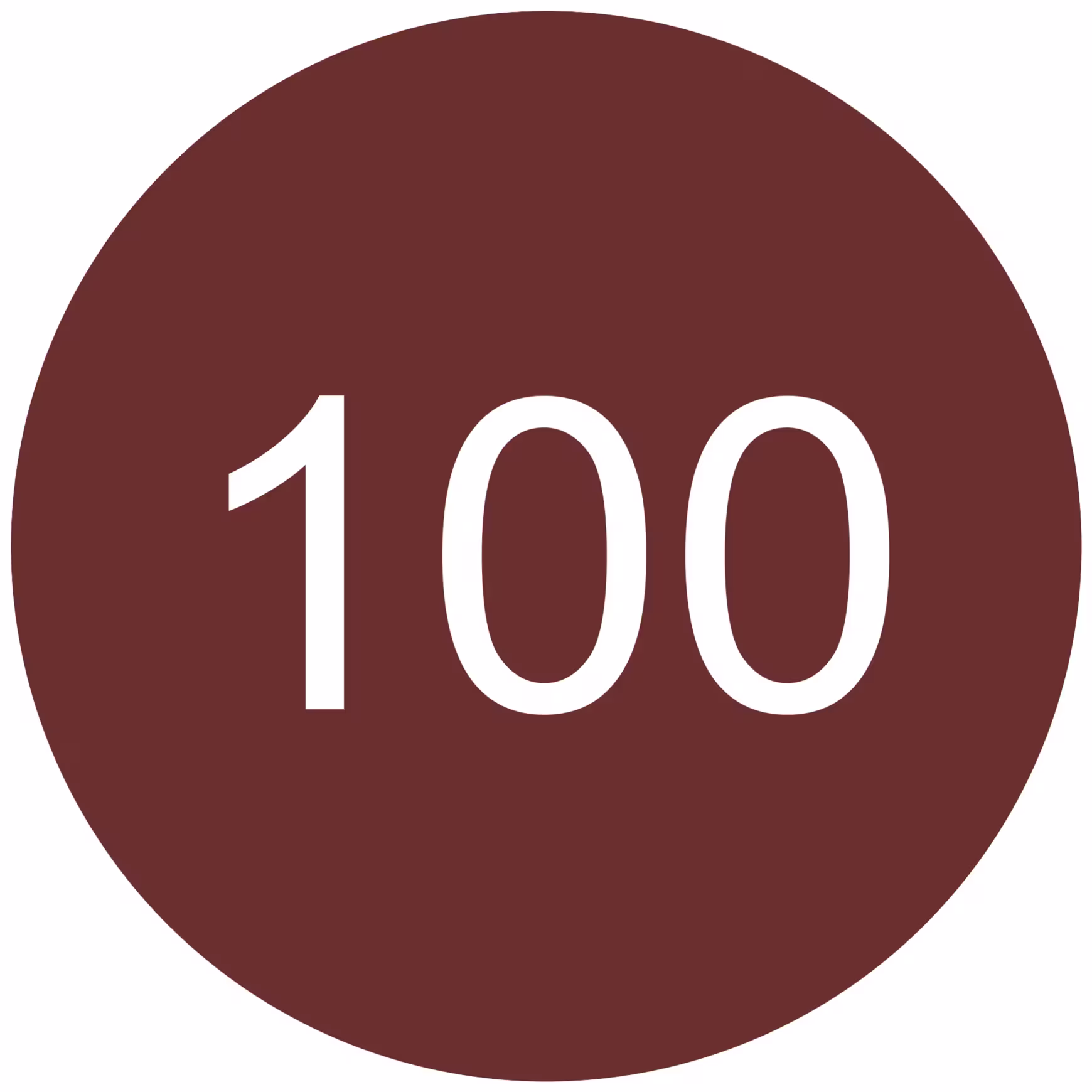 Número 100 com um círculo marrom.