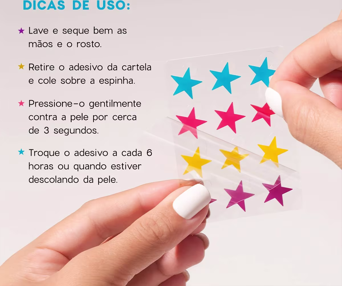 Adesivo Secativo para Espinha Océane Star Acne Patches, 12 Unidades.
