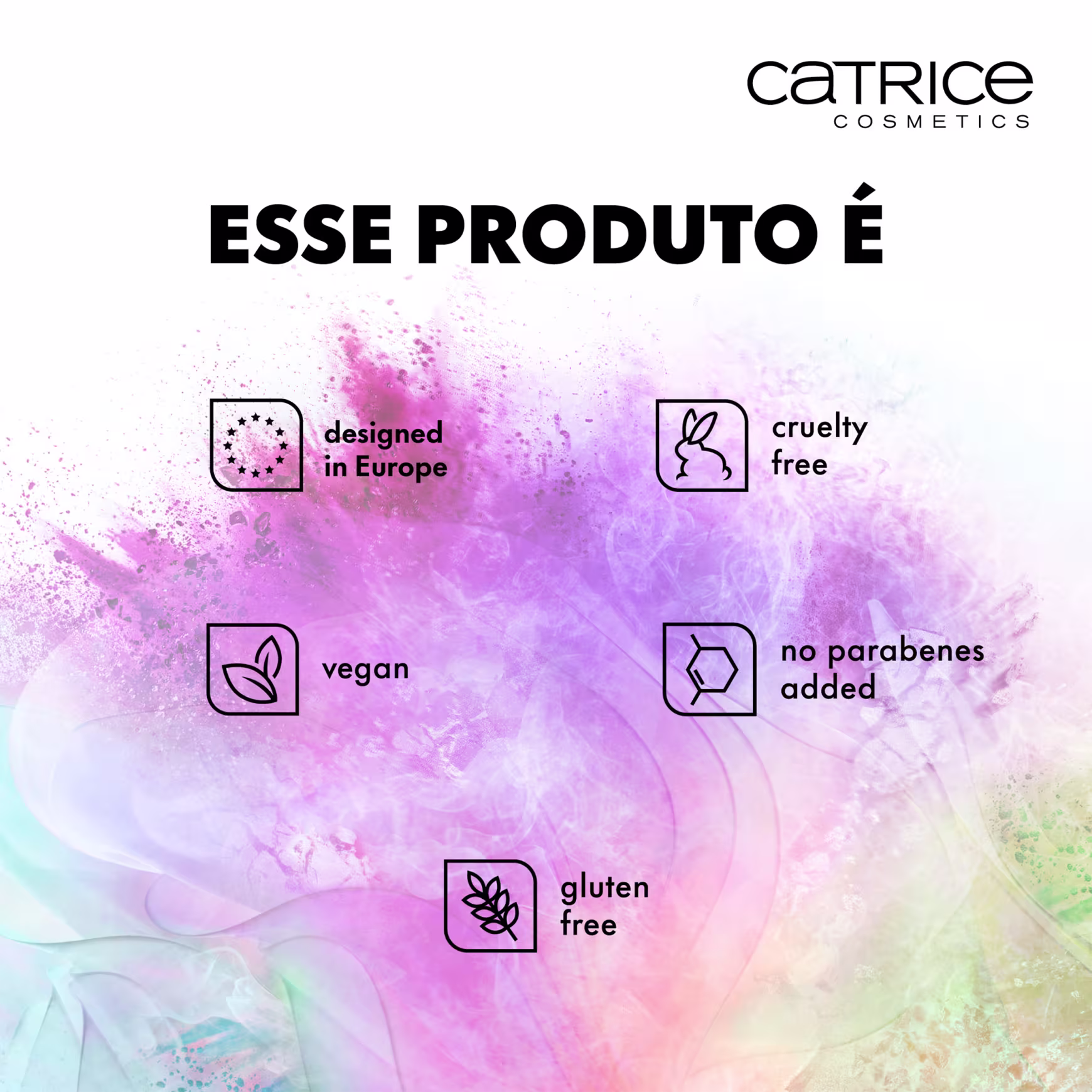 Indicações de Selo Livre de Crueldade, Vegano e sem parabenos.