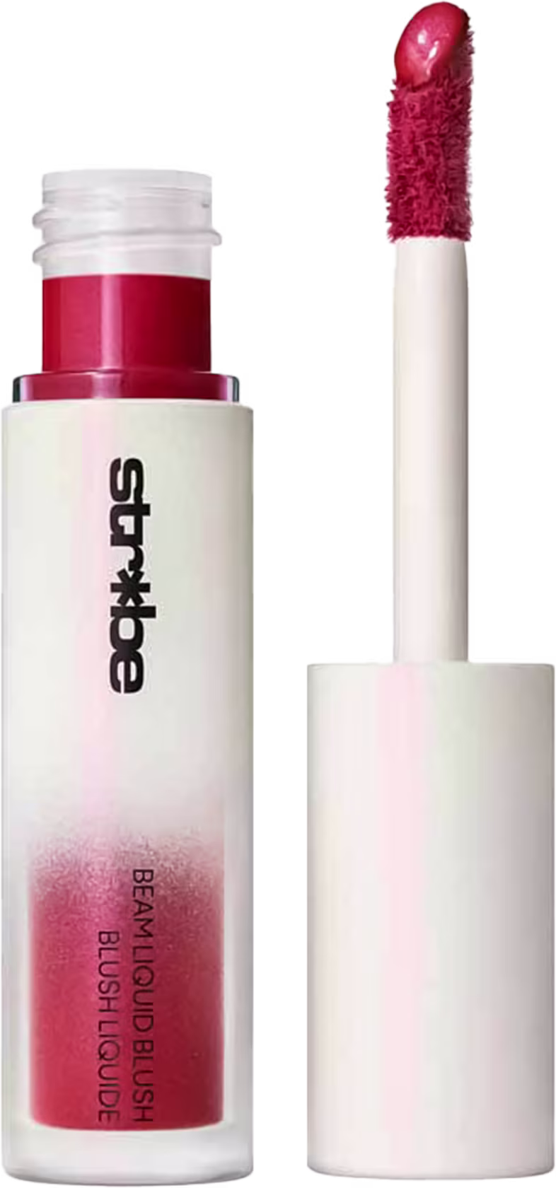 Blush Líquido M·A·C Strobe Good Vibes com a tampa ao lado, mostrando a cor do produto