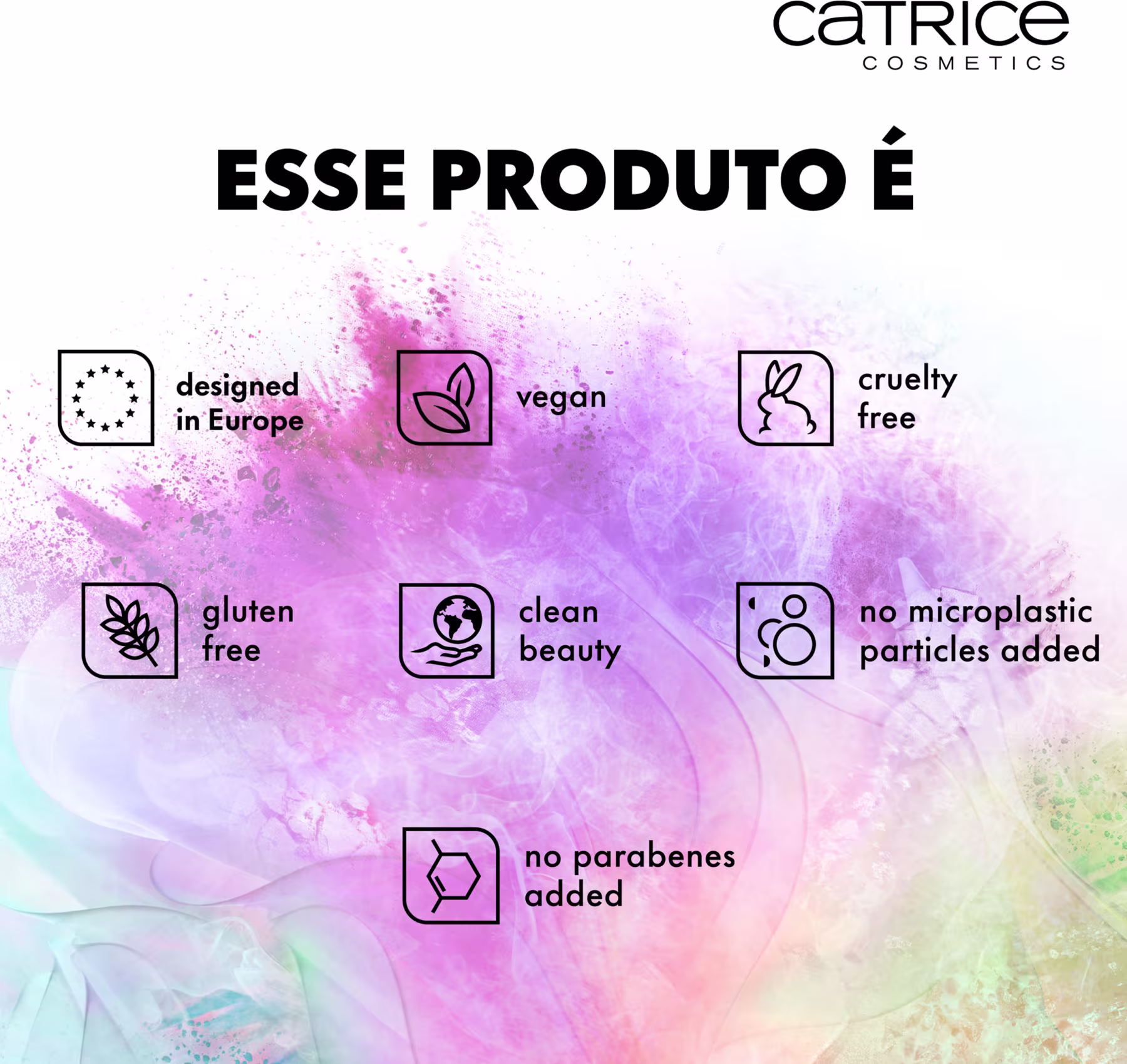 Este produto é vegano, livre de crueldade animal, sem glúten, livre de microplásticos e parabenos.