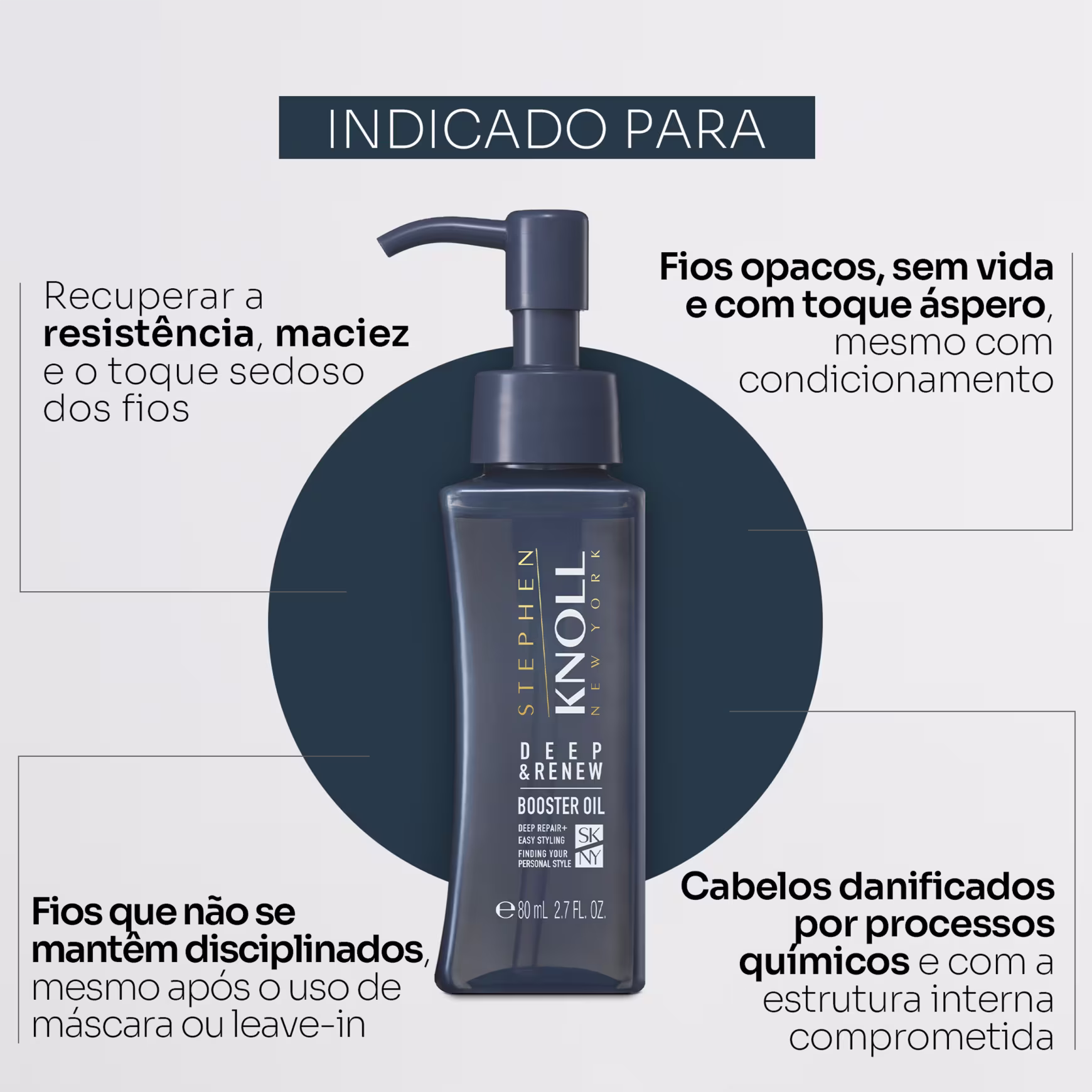 Tratamento Capilar Stephen Knoll Deep & Renew Booster Oil, 80ml.