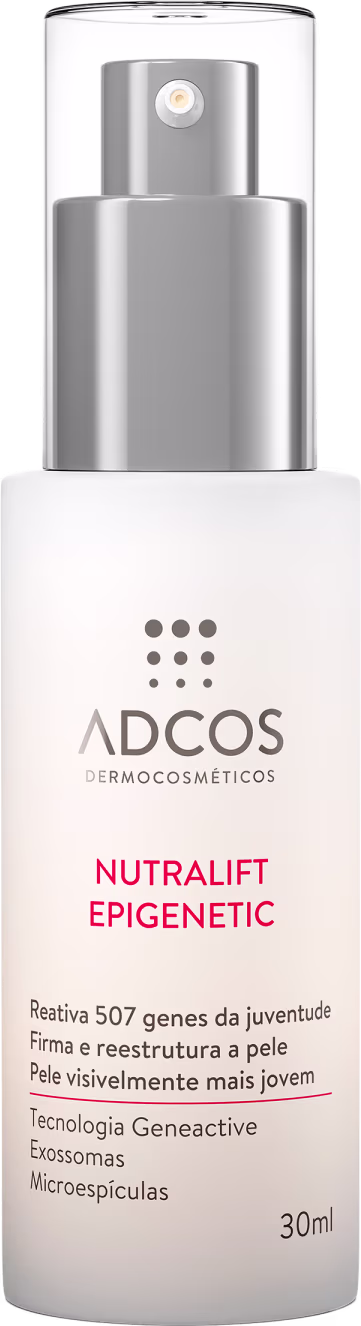 Frasco de 30ml do produto Nutralift Epigenetic da marca Adcos, com embalagem pump