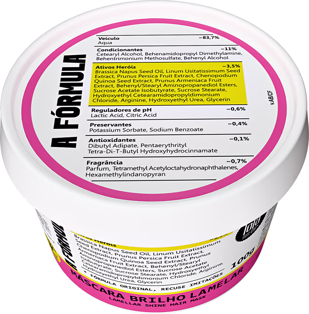 Máscara capilar A Fórmula, da marca Lola From Rio, volume de 100g