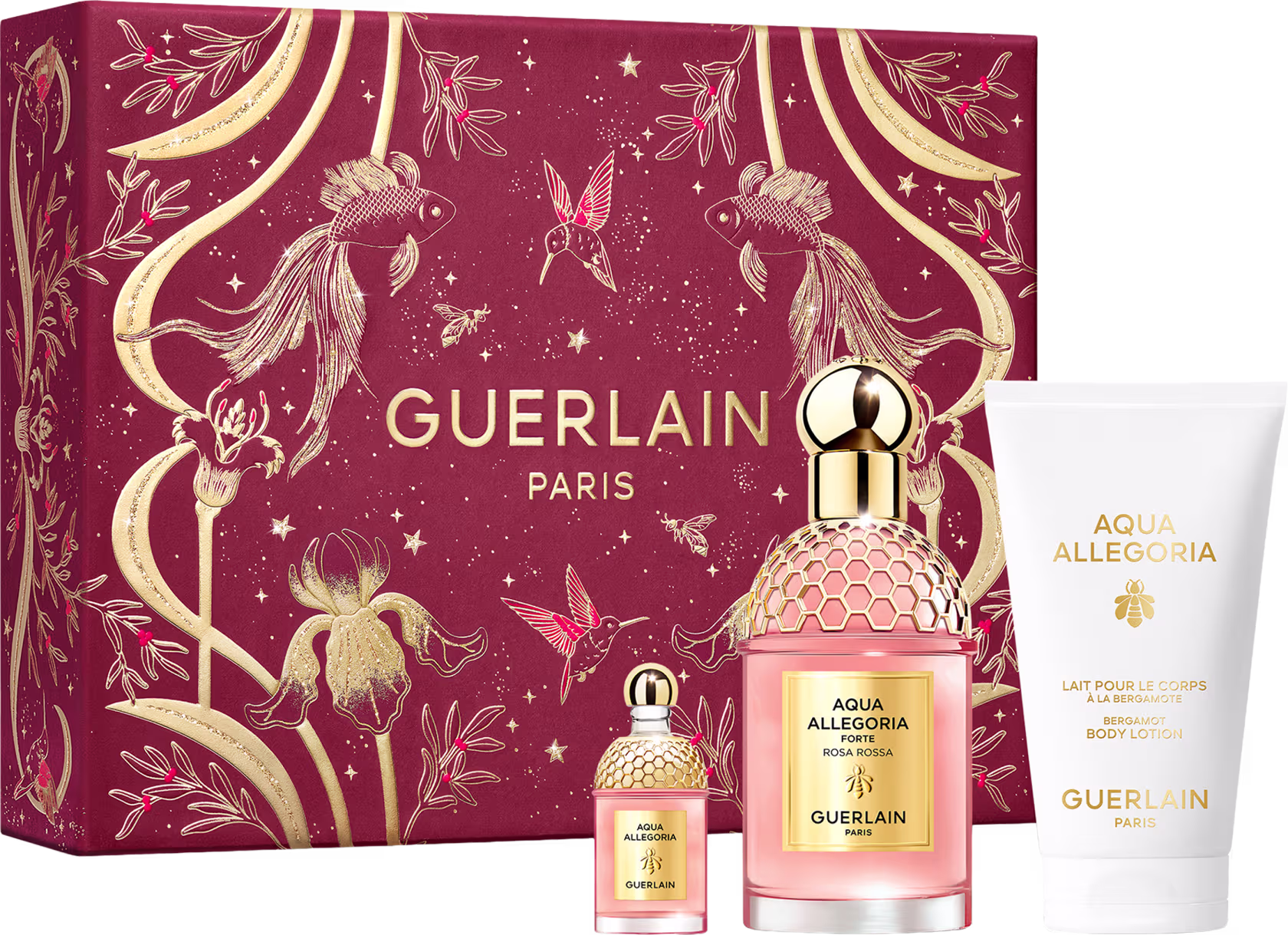 Conjunto Guerlain Aqua Allegoria Forte Rosa Rossa Feminino - Eau de Parfum 75ml + Eau de Parfum 7,5ml + Body Lotion 75ml