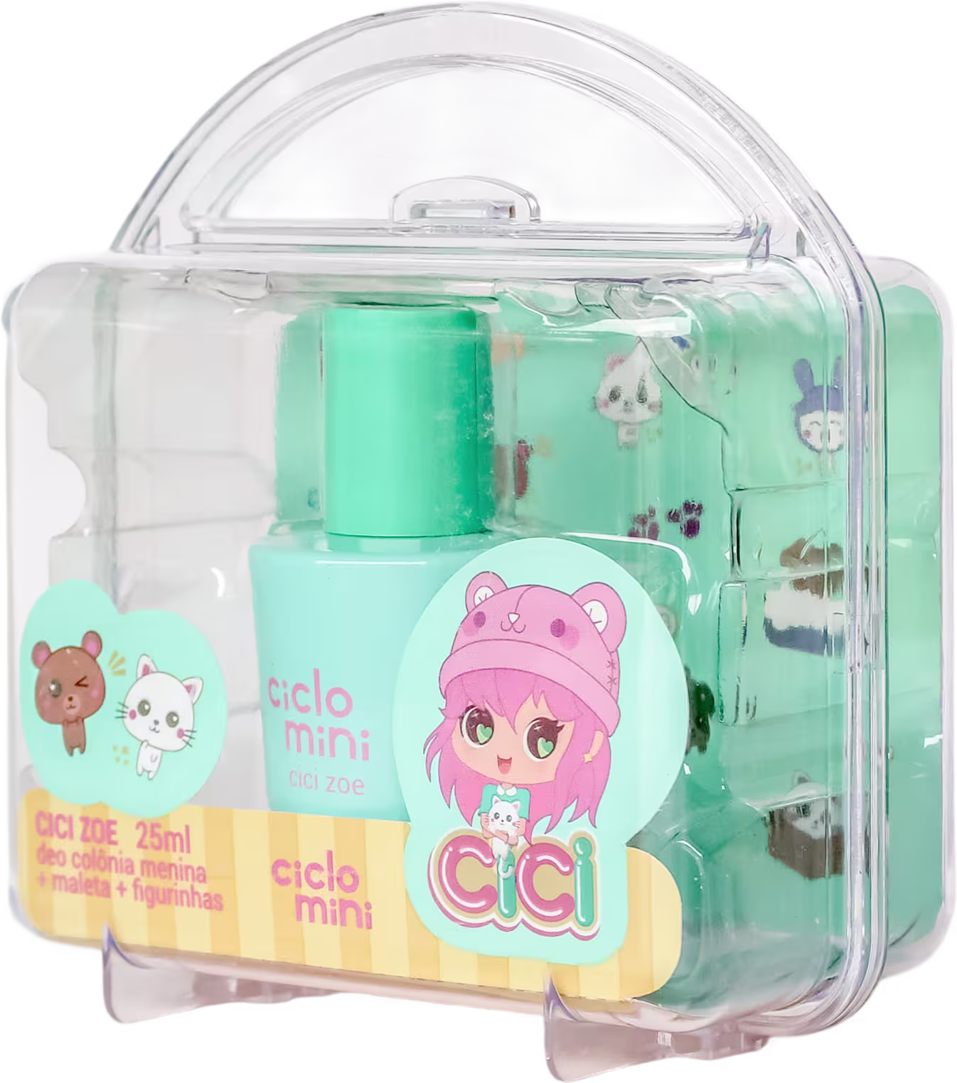 Conjunto Ciclo Cosméticos Cici Maleta Zoe, 3 produtos.