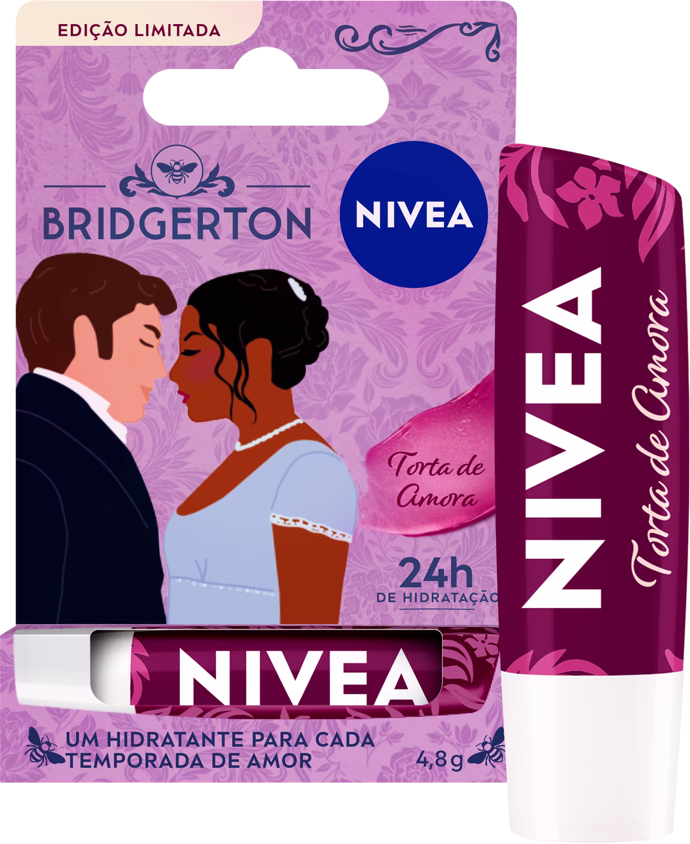Hidratante Labial NIVEA Bridgerton Torta de Amora, 4,8g.