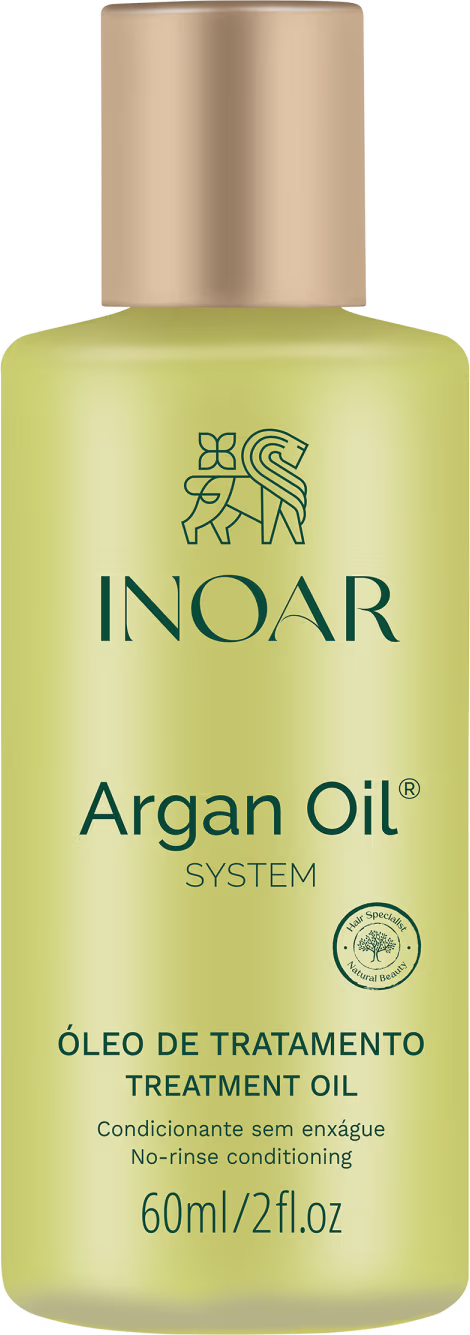 A imagem mostra o Óleo Capilar Argan Oil System da marca Inoar.