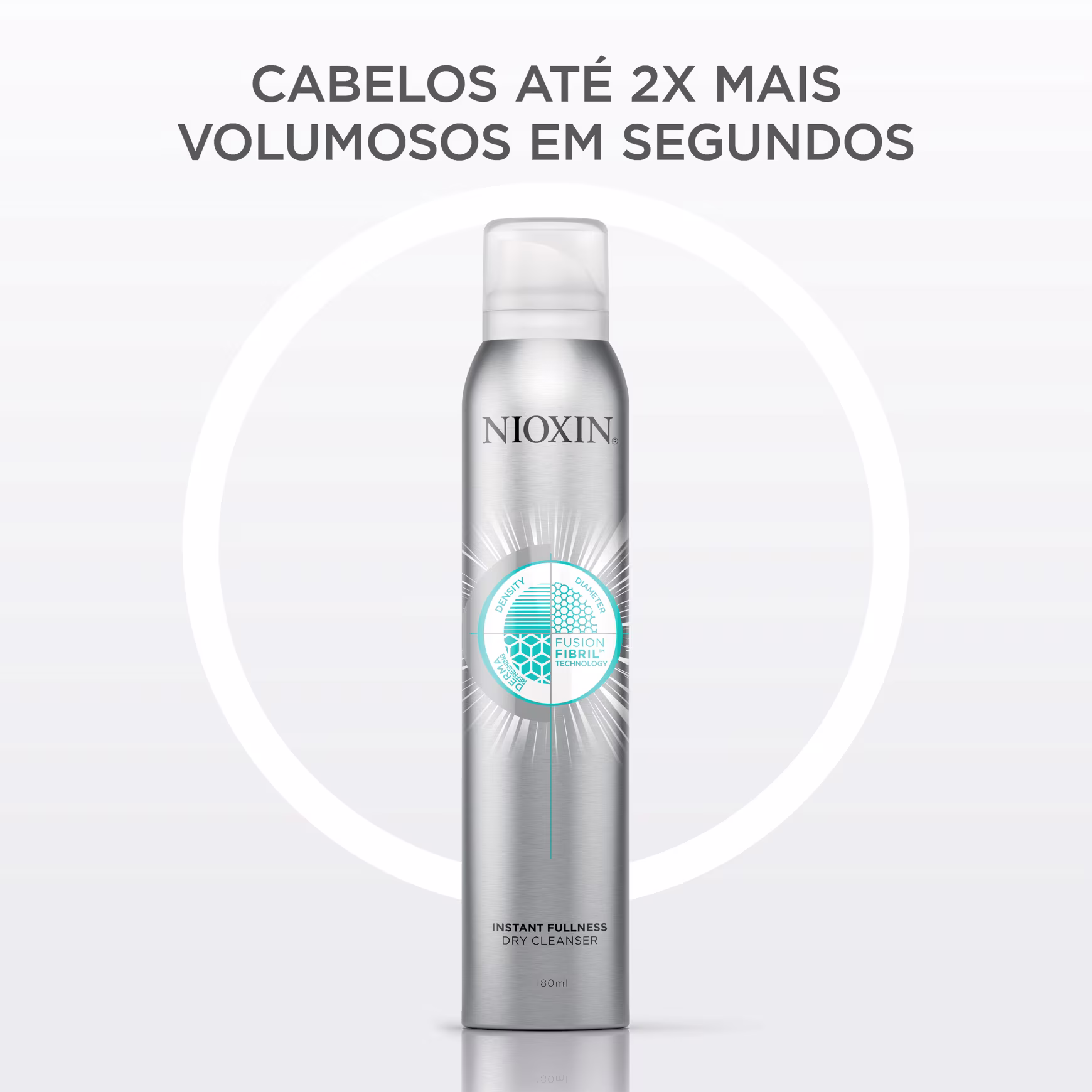 "Cabelos até 2x mais volumosos em segundos".