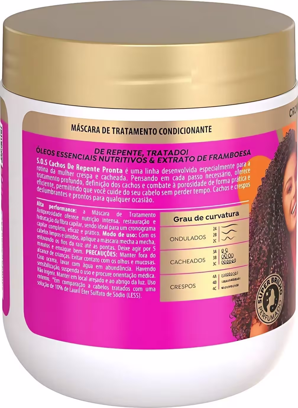 Verso da embalagem com informações gerais, modo de uso, benefícios e ingredientes do produto