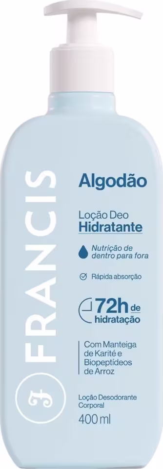 Loção Hidratante Corporal Francis Algodão, 400ml.