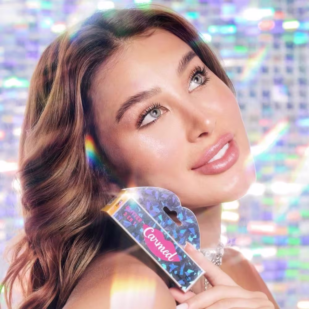 Hidratante Labial Cimed Carmed Glitter 3 em 1, 10g.