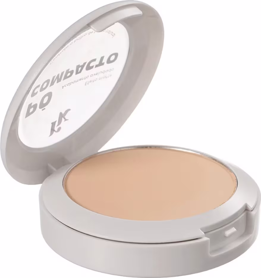 A imagem mostra a embalagem do pó compacto aberto.