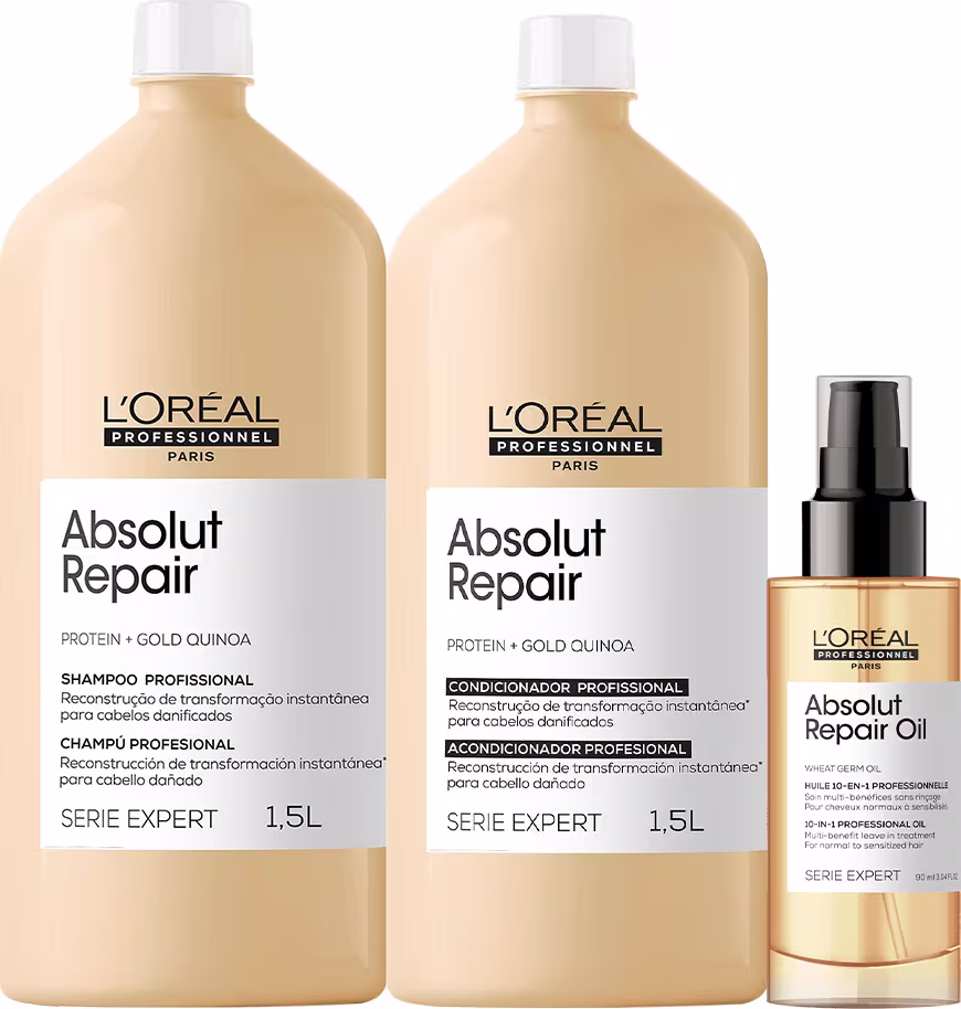 Kit L'Oréal Professionnel Absolut Repair Trio Salon Oil, 3 produtos.