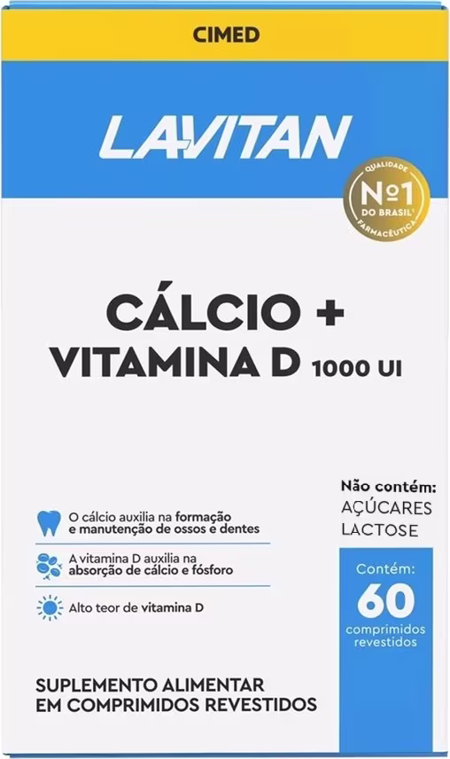 Suplemento Alimentar Lavitan Cálcio + Vitamina D 1000UI 60 Comprimidos Revestidos