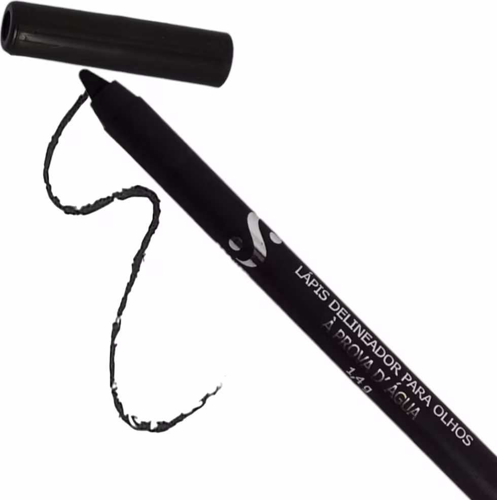 Lápis de maquiagem marrom da marca Suelen Makeup, com embalagem cilíndrica e rótulo com o nome da marca em branco.