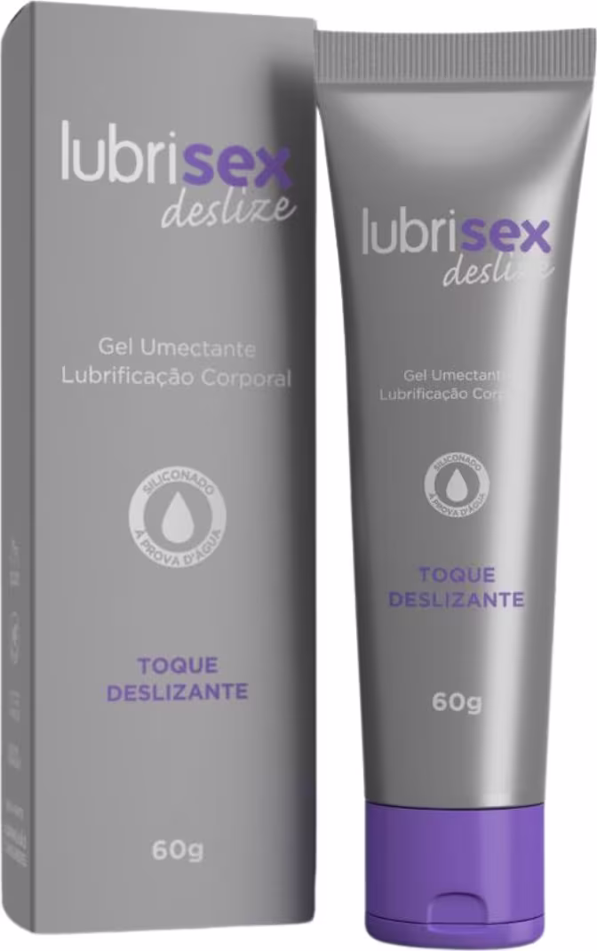Gel Lubrificante Lubrisex Deslize - 60g com produto e a caixa
