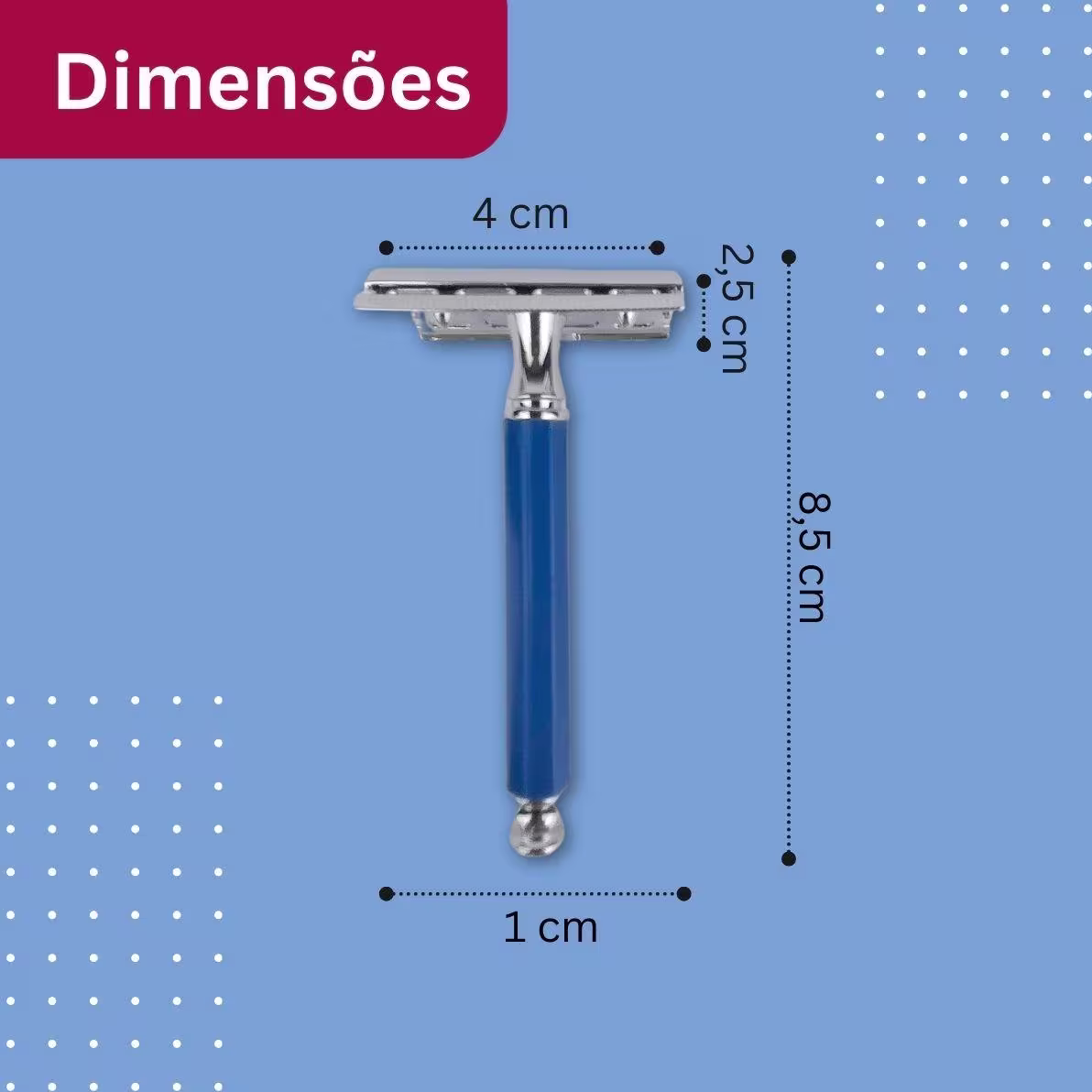 Kit NYBC Beauty Aparelho de Barbear Aço Inox + Cabo Azul, 8 unidades.