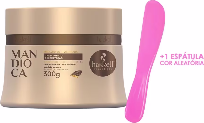 Máscara Hidratação Capilar Haskell Mandioca 300g + Espátula