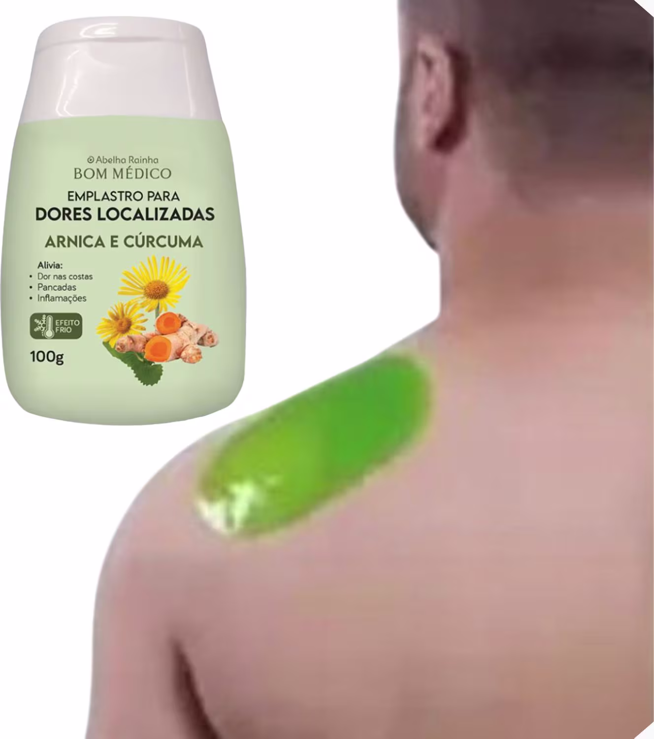 Emplastro Corporal Abelha Rainha Bom Médico Arnica e Cúrcuma, 100g.
