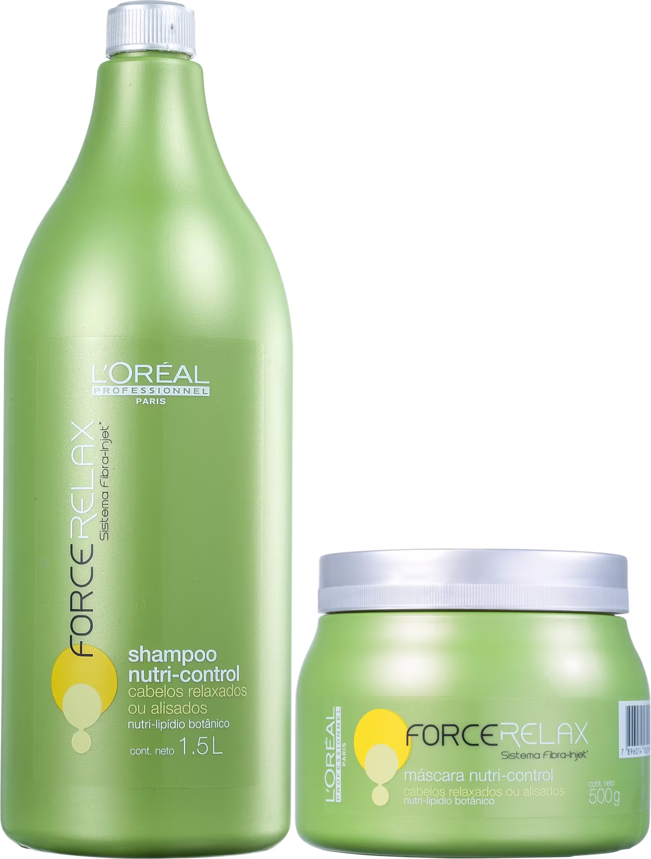 A imagem mostra dois produtos de cuidados capilares da linha Force Relax da L'Oréal Professionnel.
