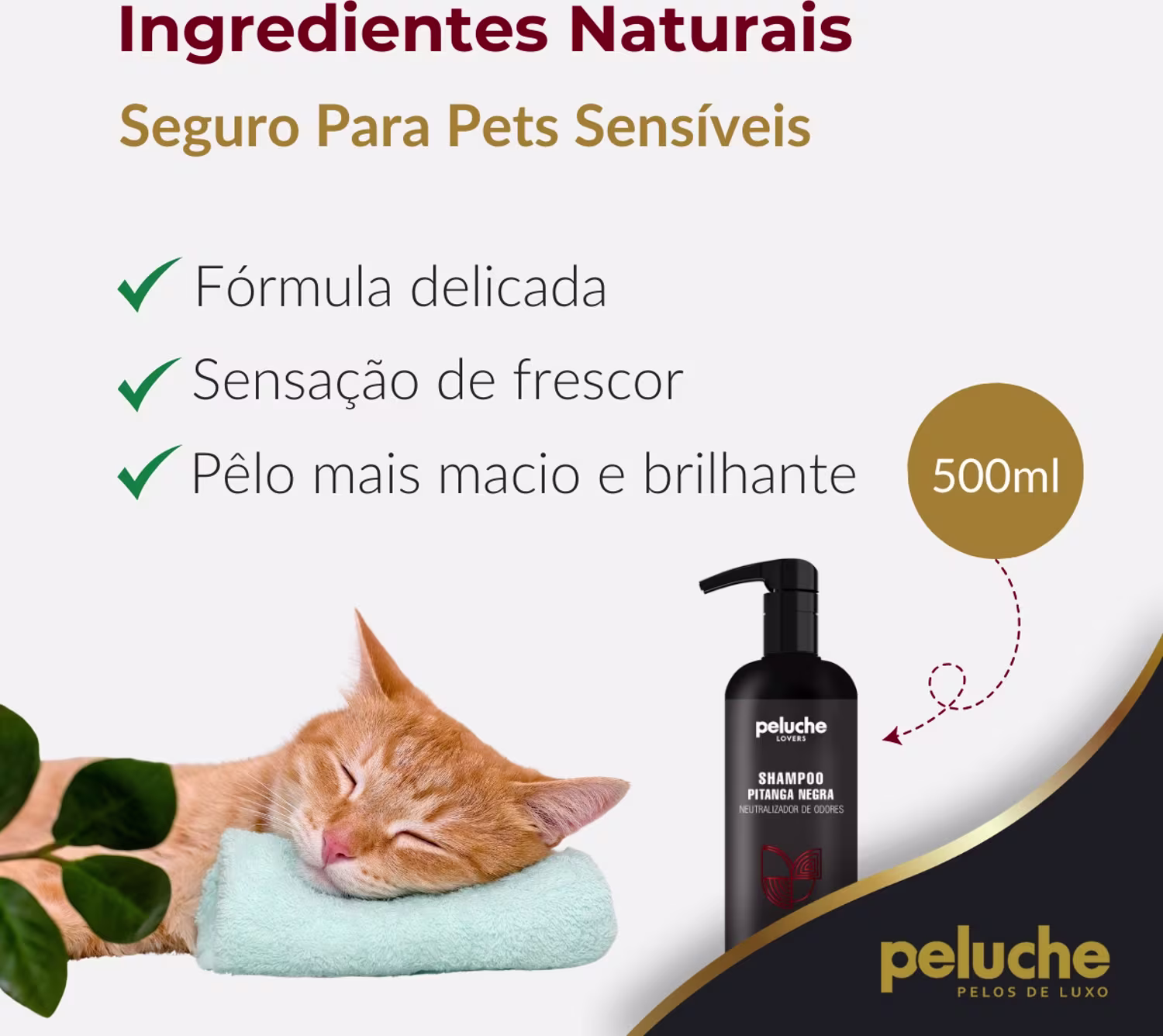 Shampoo Neutralizador de Odores Peluche Pitanga Negra, 500ml.
