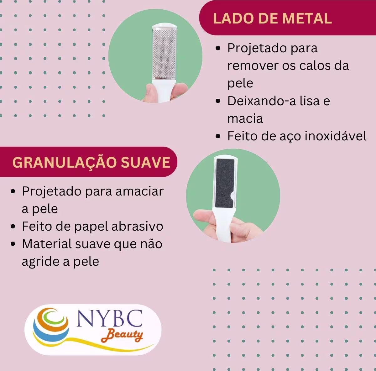 Kit NYBC Beauty Lixa para Calos Inox Quarteto, 4 unidades.