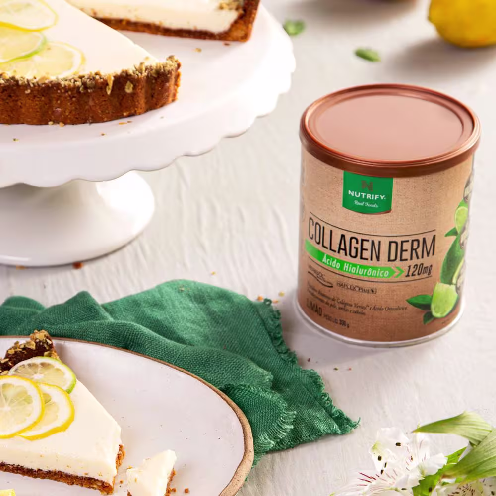 Suplemento Alimentar em Pó Nutrify Collagen Derm Ácido Hialurônico 120mg Limão 330g.