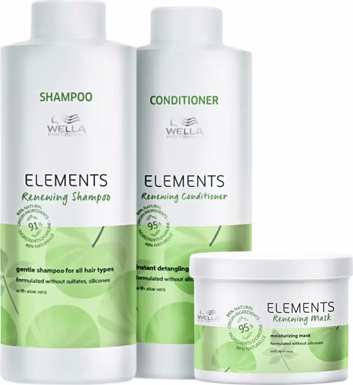 Shampoo, Condicionador e Máscara da linha Elements Renewing de Wella Professionals