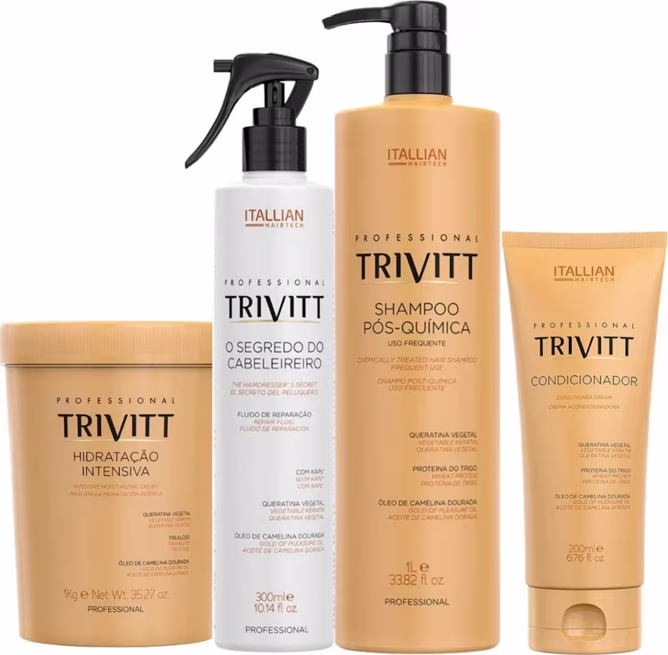 Kit Itallian Hairtech Trivitt Reconstrução Capilar Profisional com 4 Produtos