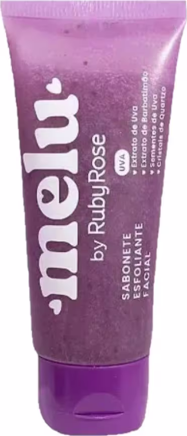 Sabonete Líquido Esfoliante Facial Ruby Rose Melu Uva, 75g.