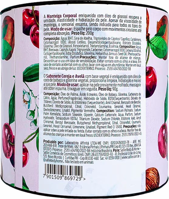 Sallie Body & Home Cereja e Avelã, 2 produtos.