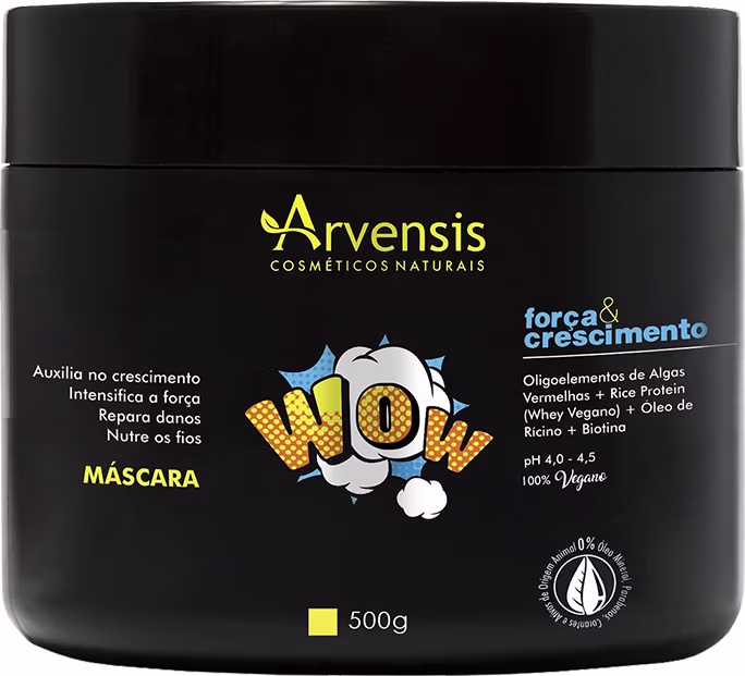 Máscara capilar Wow Força e Crescimento de Arvensis. Volumetria 500g