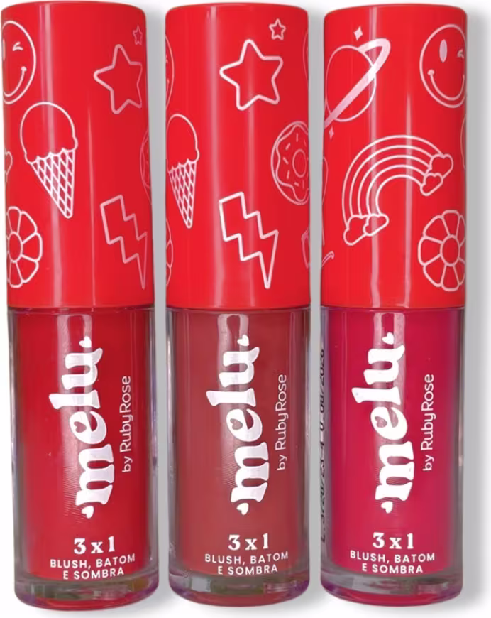 Blush Batom e Sombra Ruby Rose Melu 3x1 Darling, 4,1ml.