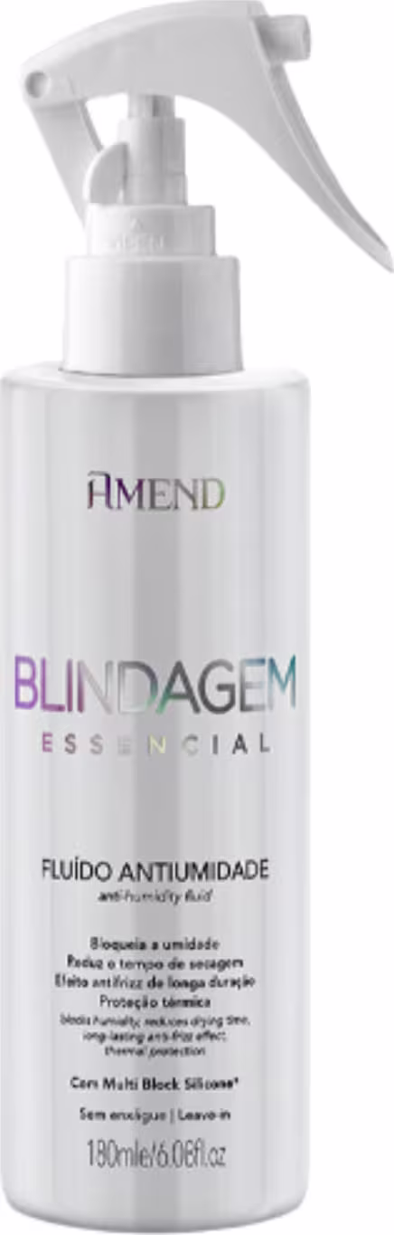 A imagem mostra um frasco predominantemente branco, com detalhes pretos na embalagem e na tampa pulverizadora. As informações como nome do produto, linha e descrição parecem ser um produto capilar para uso profissional.