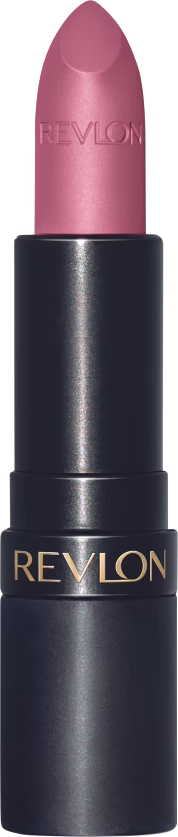 Batom em bala com embalagem toda preta e "Revlon" escrito em dourado.