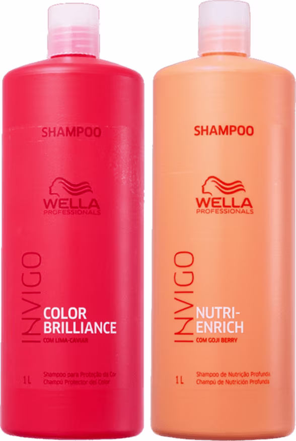 Shampoo Invigo Color Brilliance e shampoo Nutri-Enrich da marca Wella Professionals.