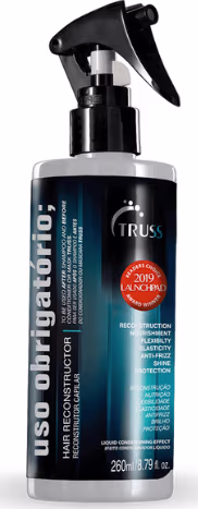 A imagem mostra o Tratamento Líquido Reconstrutor Uso Obrigatório.