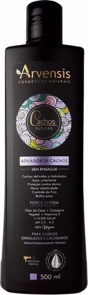 Ativador de cachos Cachos Naturais Ondulados e Cacheados de Arvensis. Volumetria 500ml