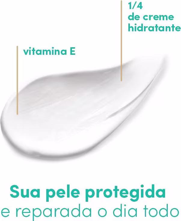 A imagem apresenta uma amostra do produto e ao redor textos destacam os benefícios e ativos presentes.